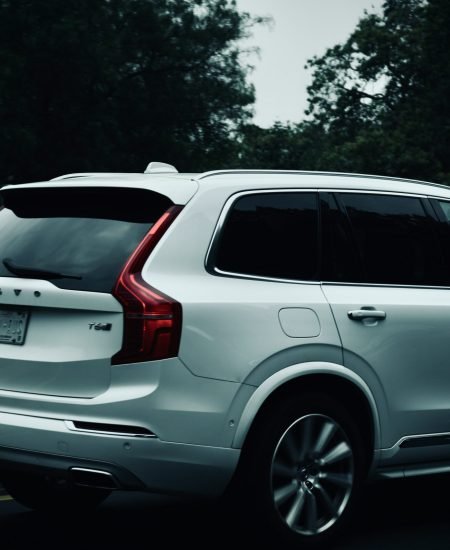 volvo white car back